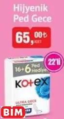 KOTEX HİJYENİK PED GECE KOTEX HİJYENİK PED GECE